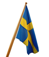 Båtflaggstång med svensk flagga